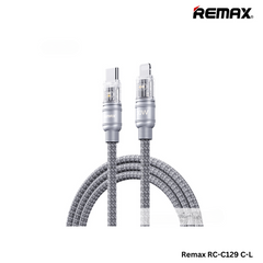 REMAX RC-C129 C-L Boundless Series 30W Fast Charging Data Cable With Light - Silver Grey