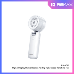 REMAX - RS-SF32 Digital Display Humidification Folding High-Speed Handheld Fan - White