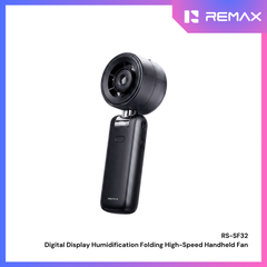 REMAX - RS-SF32 Digital Display Humidification Folding High-Speed Handheld fan - Black