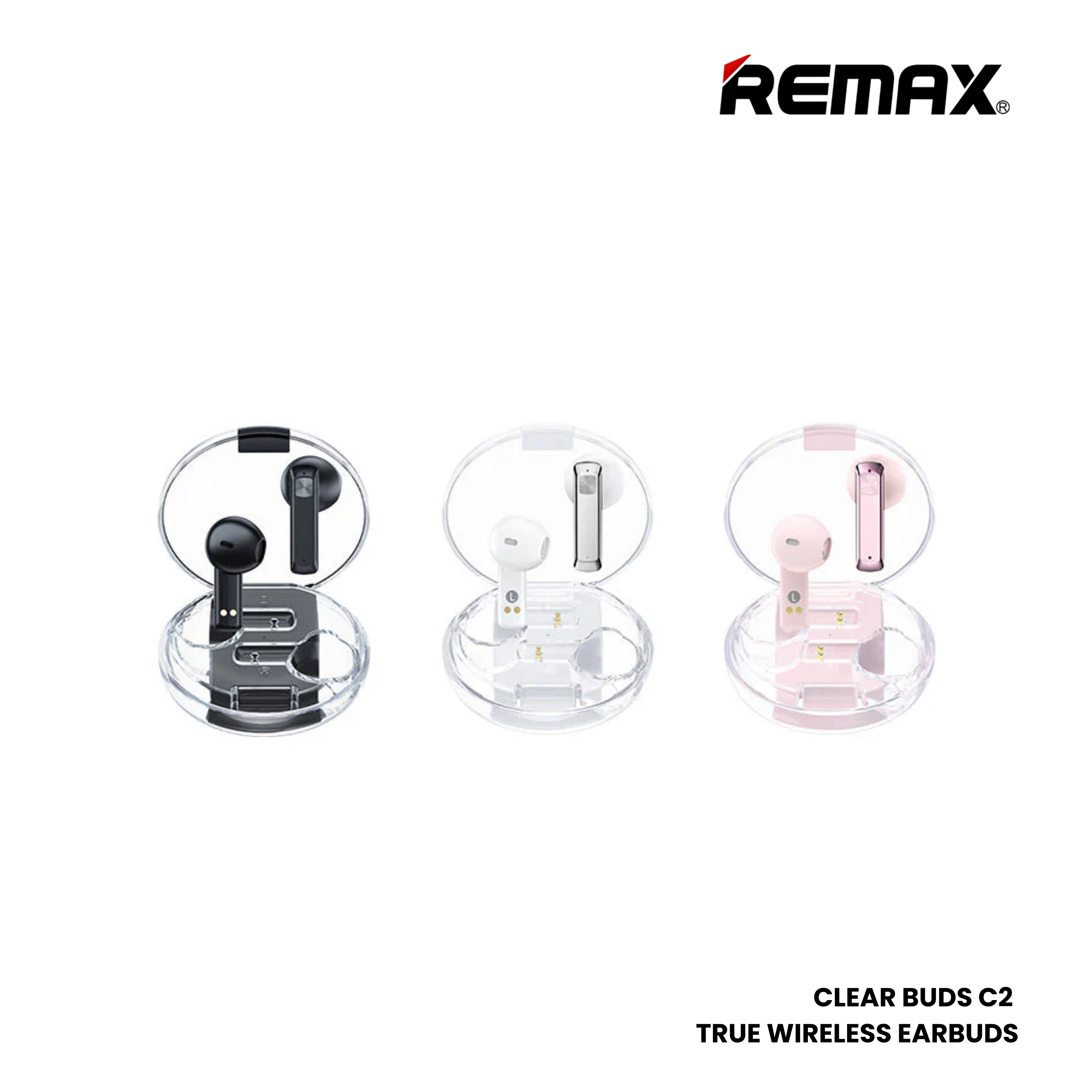 REMAX Clear Buds C2 linung Series ENC Wireless Bluetooth Earbuds - White