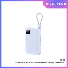 REMAX - FC-15 20000mAh 22.5W Self-Contained Dual-Line Fast Charging Power Bank - Blue