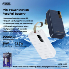 REMAX RPP-506 Noah Series 30000mAh PD+QC Fast Charging Power Bank(PD 20W+QC 22.5W) - Blue