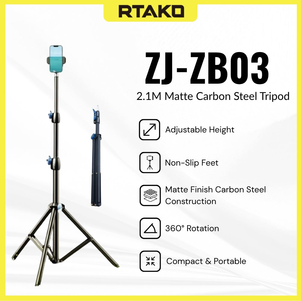 RTAKO - ZJ-ZB03 2.1M Matte Finish Carbon Steel Tripod