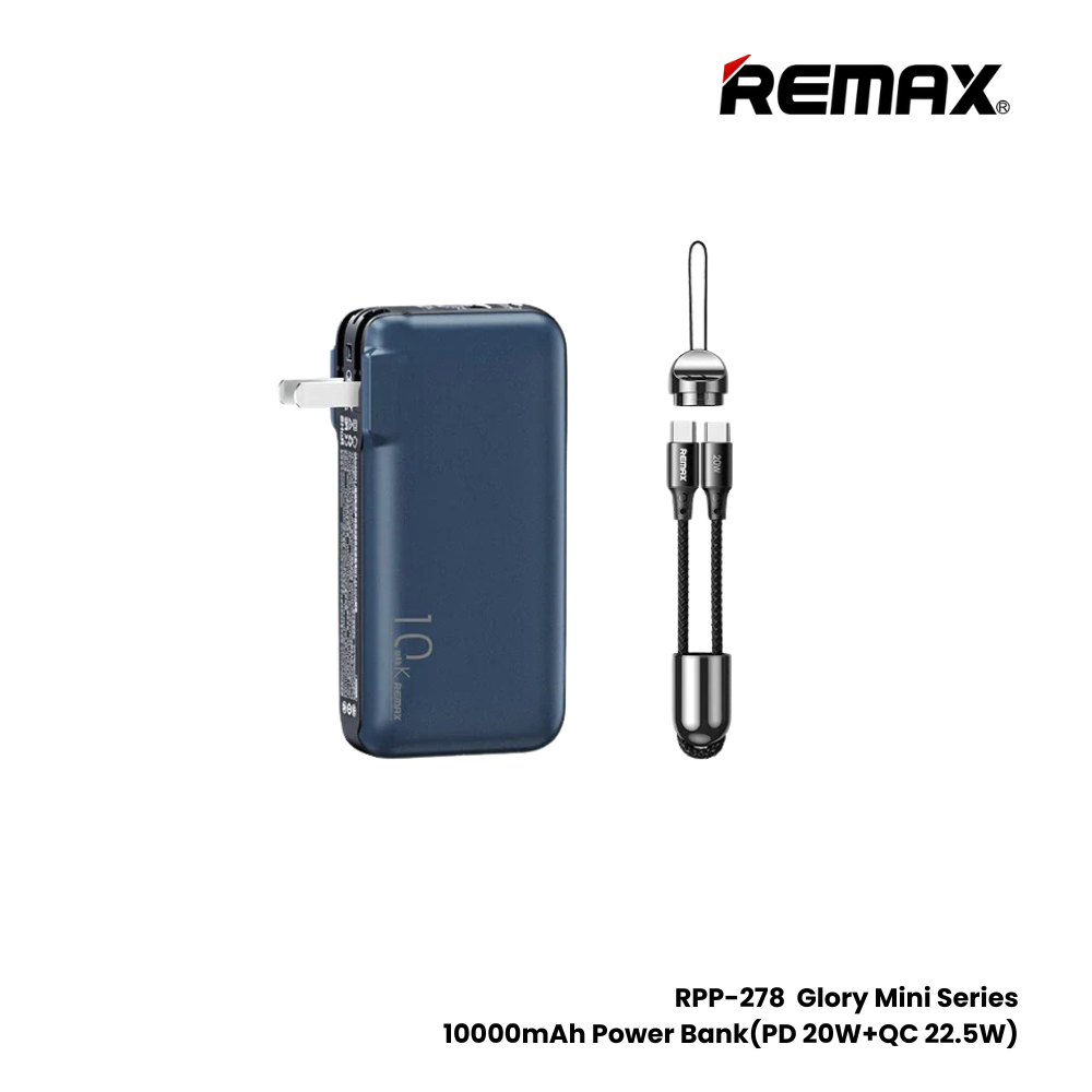 REMAX RPP-278 Glory Mini Series 10000mAh PD+QC Fast Charging Power Bank(PD 20W+QC 22.5W) - Blue