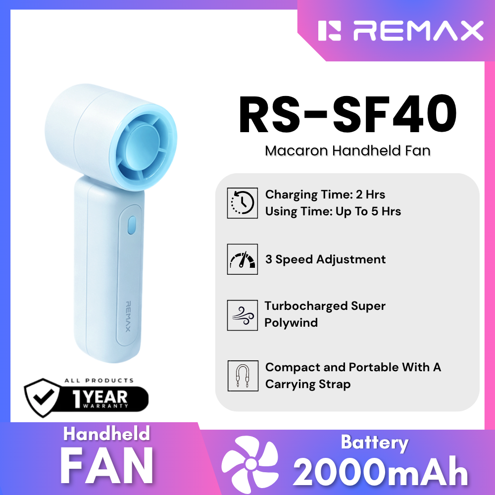 REMAX - RS-SF40 Macaron Handheld Fan - Blue