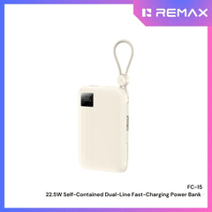 REMAX - FC-15 20000mAh 22.5W Self-Contained Dual-Line Fast Charging Power Bank - Beige