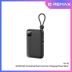 REMAX - FC-15 20000mAh 22.5W Self-Contained Dual-Line Fast Charging Power Bank - Black