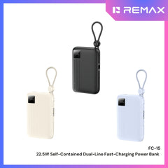 REMAX - FC-15 20000mAh 22.5W Self-Contained Dual-Line Fast Charging Power Bank - Black