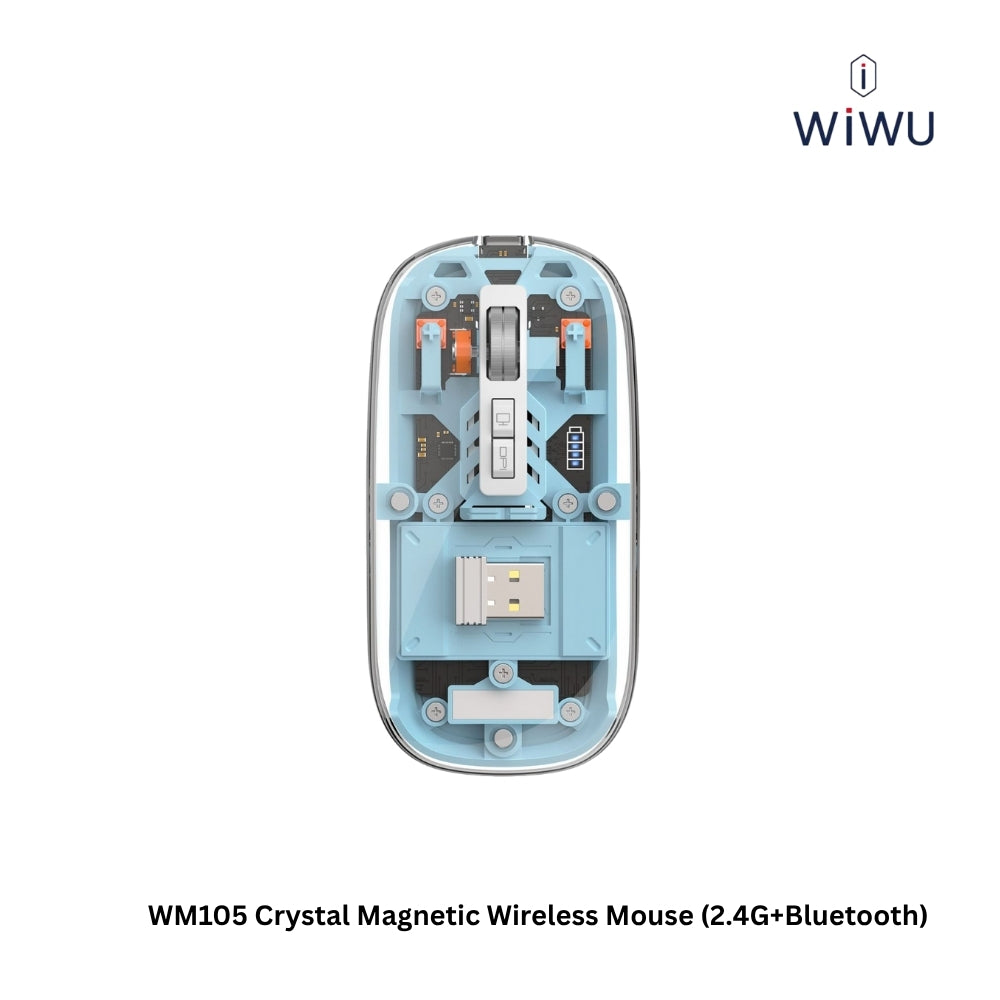 WIWU - WM105 Crystal Magnetic Wireless Mouse (2.4G + Bluetooth ) - Blue