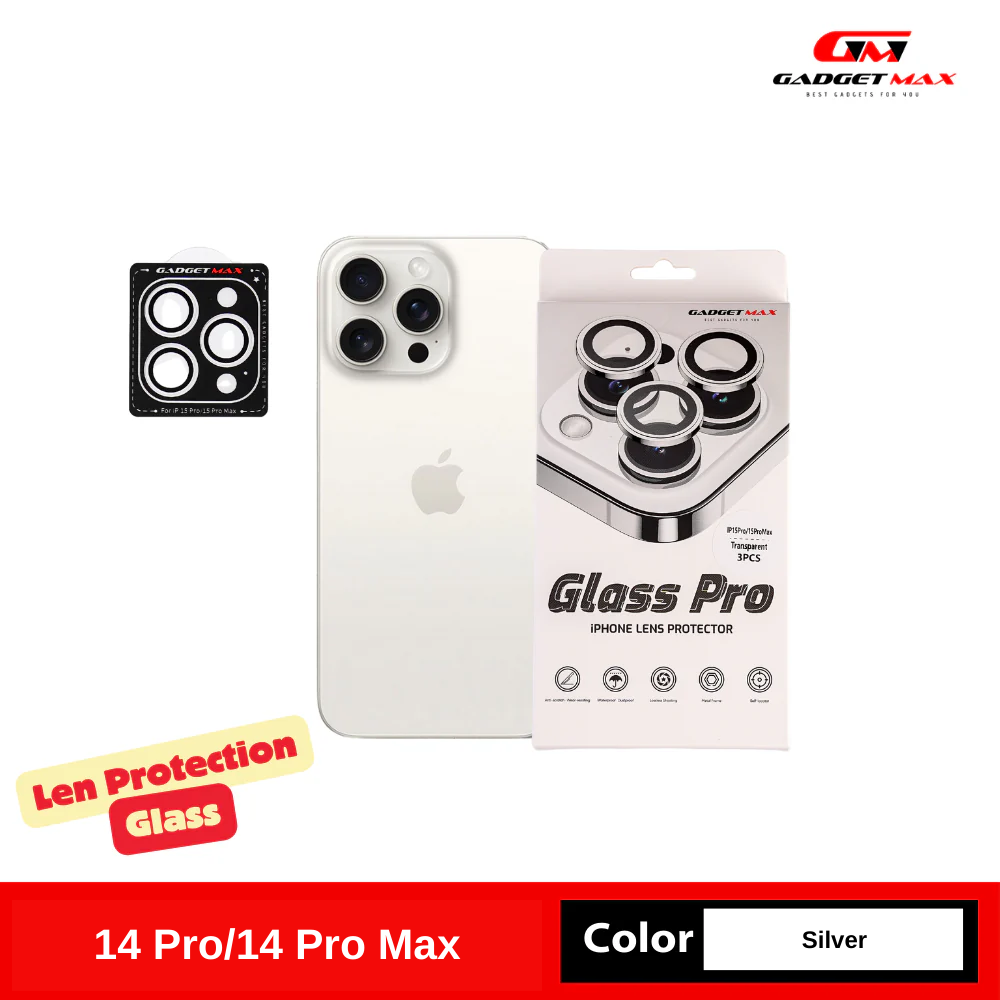 GADGET MAX iPhone 14 Pro / iPhone 14 Pro Max Glass Pro Lens Protector-Silver