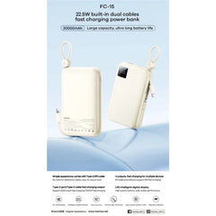 REMAX - FC-15 20000mAh 22.5W Self-Contained Dual-Line Fast Charging Power Bank - Black