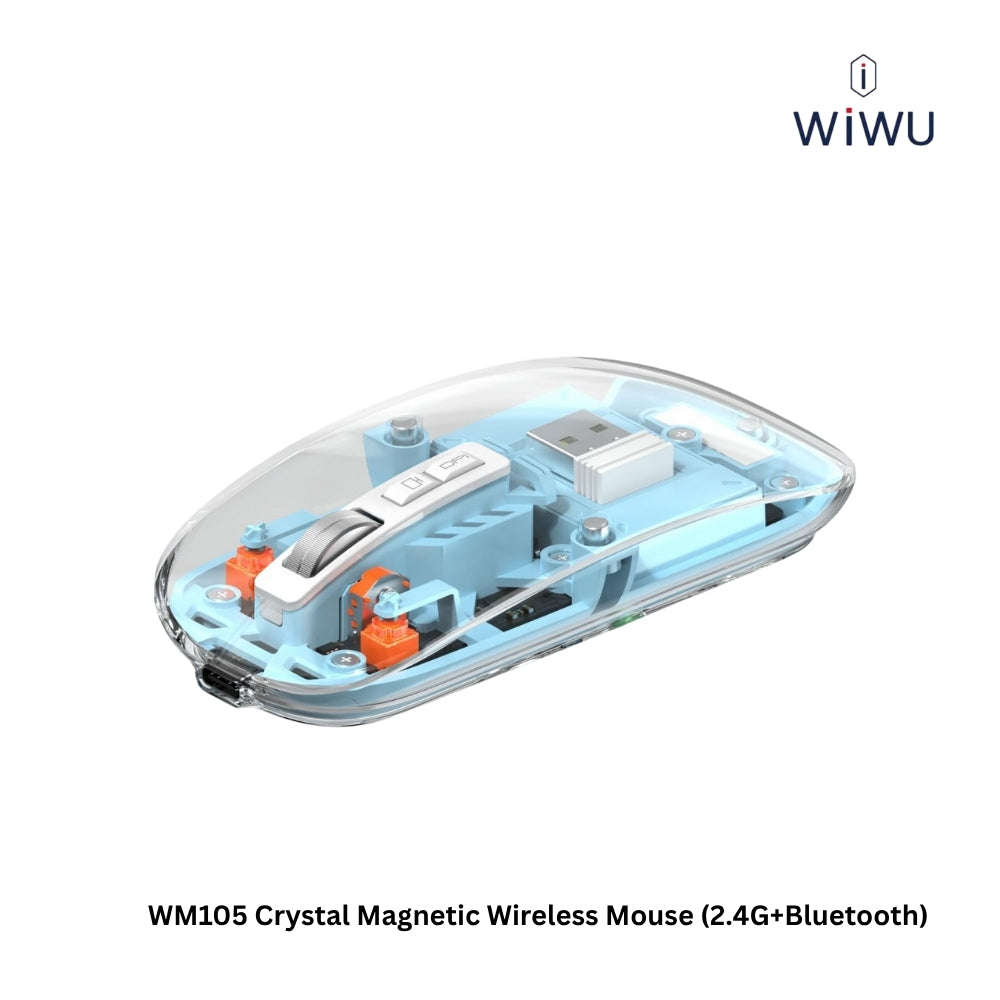 WIWU - WM105 Crystal Magnetic Wireless Mouse (2.4G + Bluetooth ) - Blue