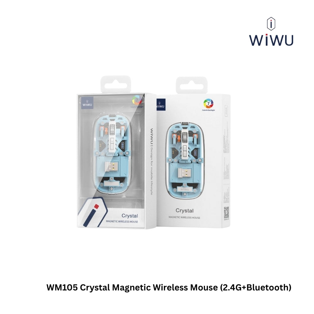 WIWU - WM105 Crystal Magnetic Wireless Mouse (2.4G + Bluetooth ) - Blue