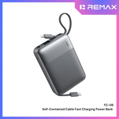 REMAX - FC-06 20000mAh 22.5W Self-Contained Cable Fast Charging Power Bank - Grey