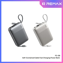 REMAX - FC-06 20000mAh 22.5W Self-Contained Cable Fast Charging Power Bank - Silver