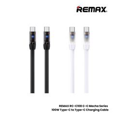 100W ( C to C )-REMAX RC-C108 C-C Mecha Series 100W Type-C to Type-C Fast Charging Data Cable - Black