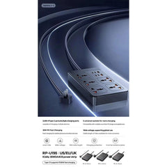 REMAX - RP-U195 British Standard Qidian 2A4C 5-Seat Plug Adapter ( 30W, 2A4C | 5AC ) - Black