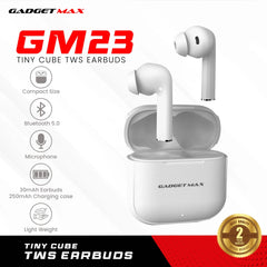 GADGET MAX - GM23 Tiny Cube Bluetooth Wireless Earbuds - White