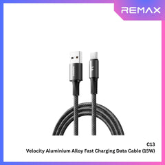 REMAX - C13A Velocity Aluminium Alloy USB To Type-C Fast Charging Data Cable (15W) - Black