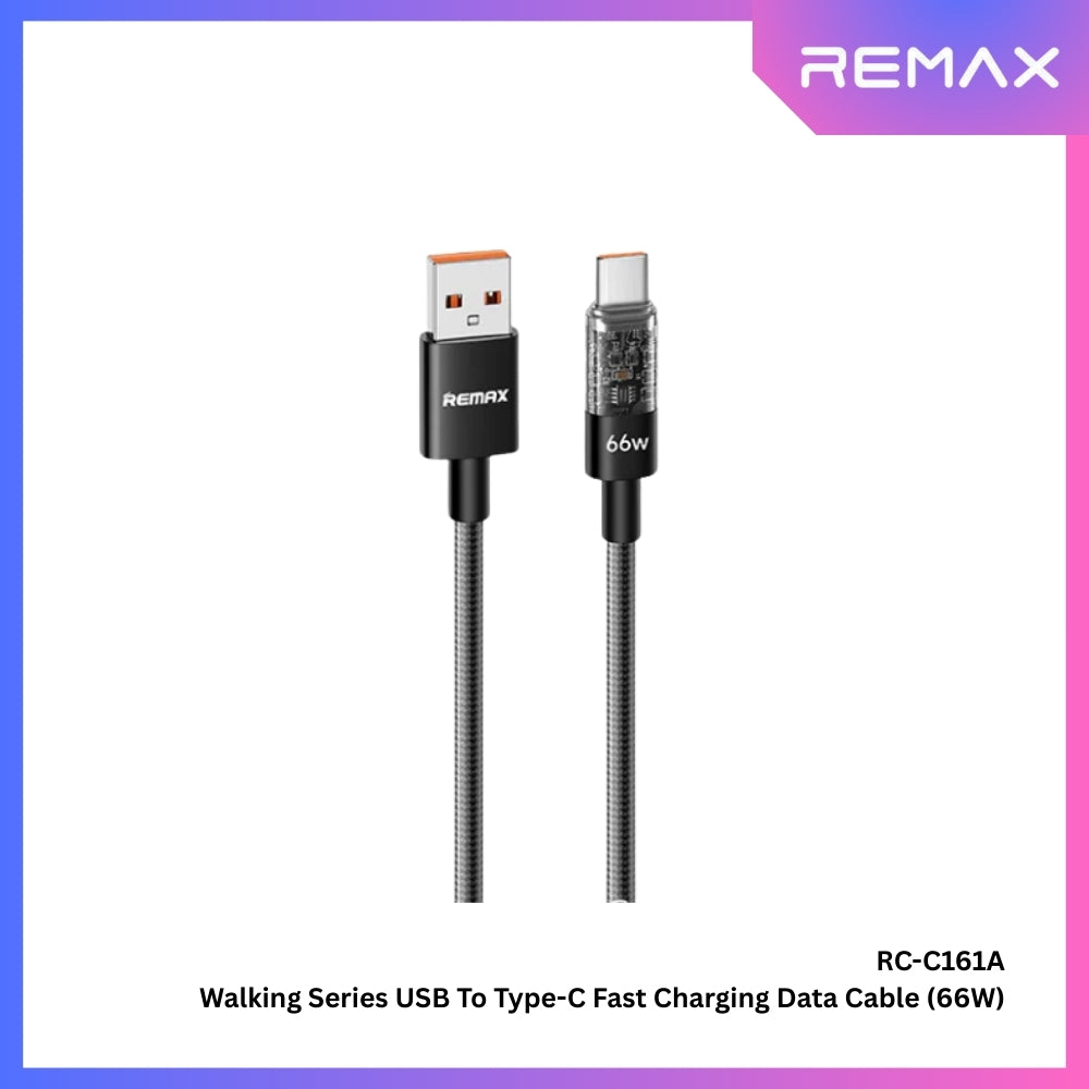 REMAX - RC-C161A A-C Walking Series USB to Type-C Fast Charging Data Cable ( 66W ) - Black