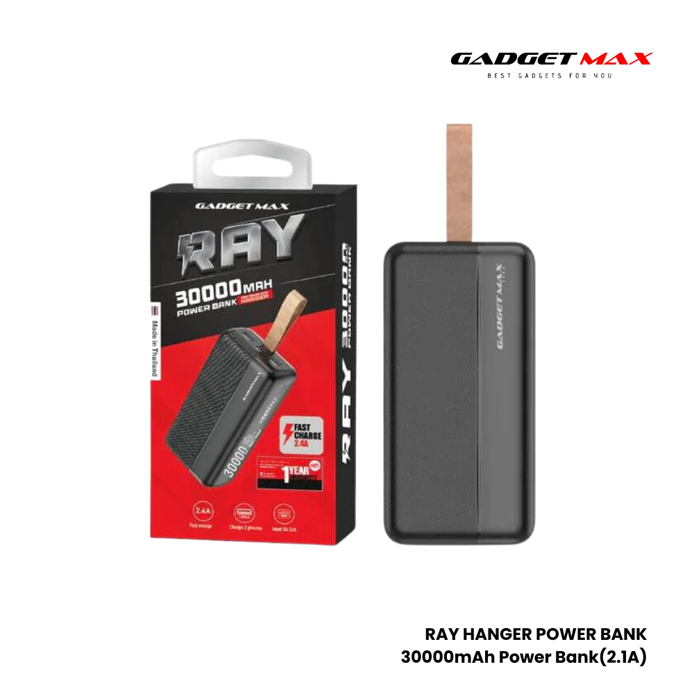 GADGET MAX Ray Hanger Series 30000mAh Power Bank(2.4A) - Black