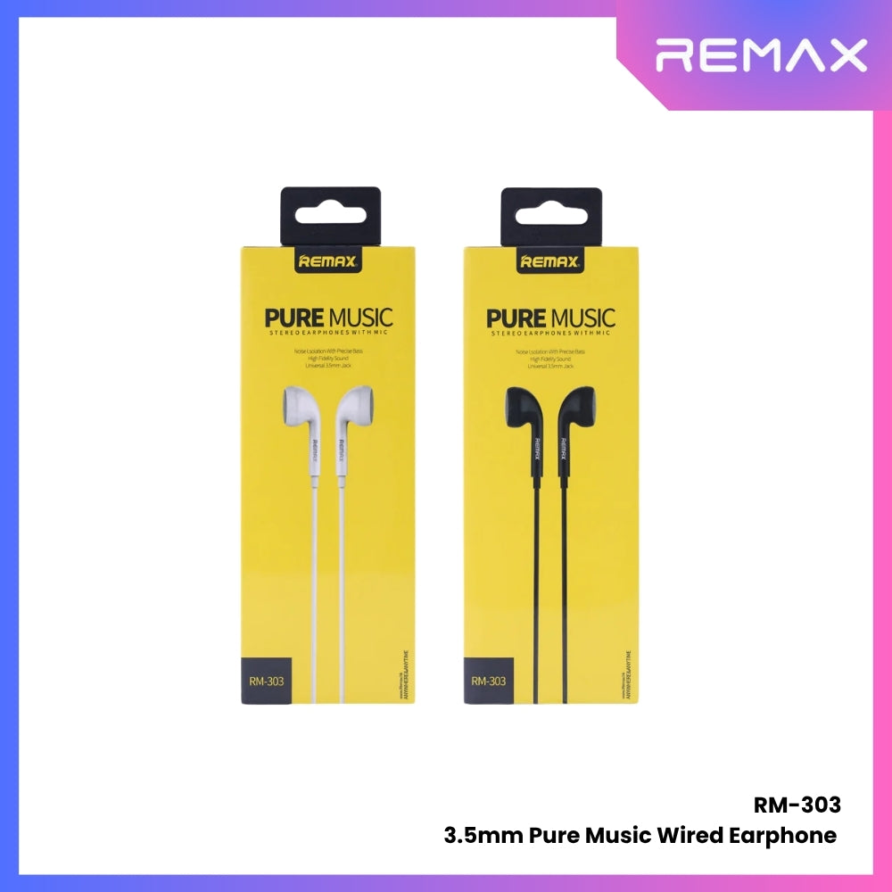 REMAX - RM-303 3.5mm Pure Music Wired Earphone - White