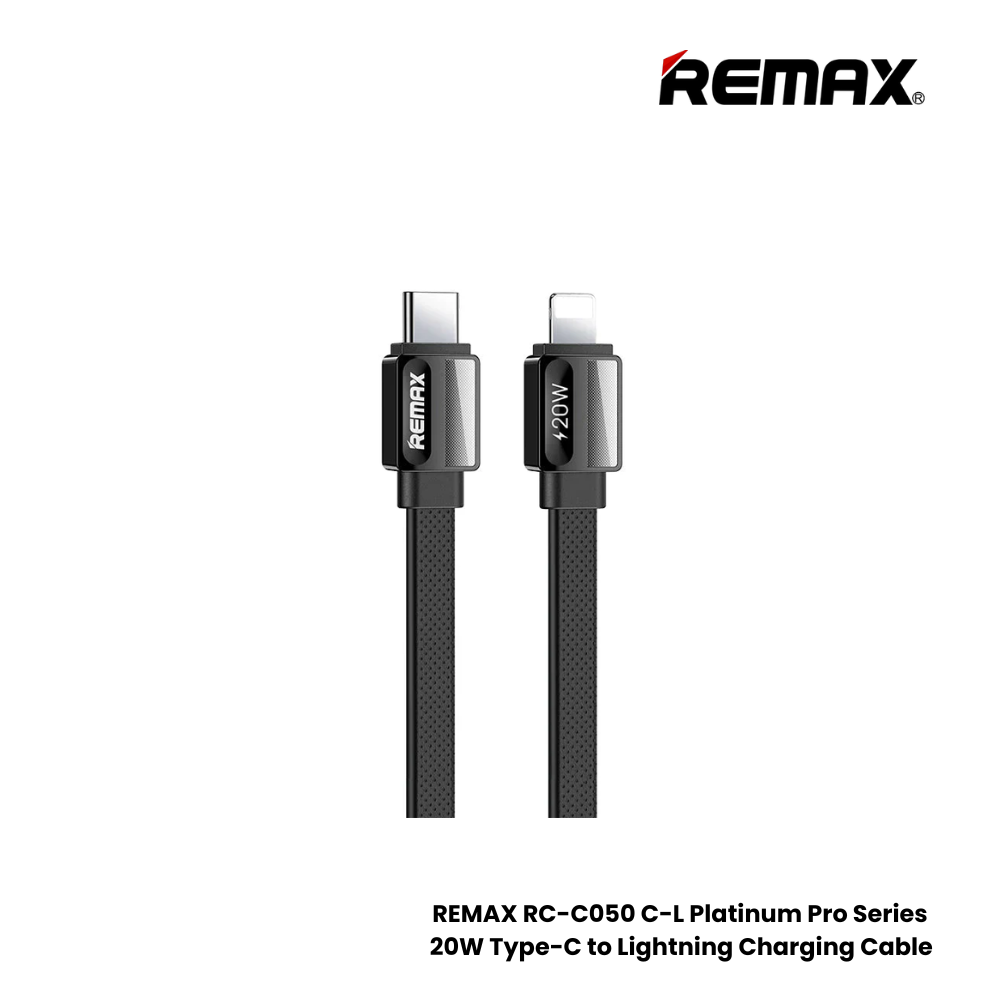 20W ( C to Lightning )-REMAX RC-C050 C-L Platinum Pro Series 20W Type-C to Lightning Fast Charging PD Charging Data Cable - Black