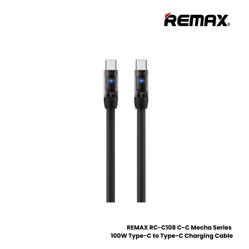 100W ( C to C )-REMAX RC-C108 C-C Mecha Series 100W Type-C to Type-C Fast Charging Data Cable - Black