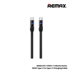 100W ( C to C )-REMAX RC-C108 C-C Mecha Series 100W Type-C to Type-C Fast Charging Data Cable - Black