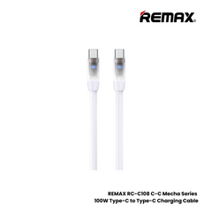 100W ( C to C )-REMAX RC-C108 C-C Mecha Series 100W Type-C to Type-C Fast Charging Data Cable - White