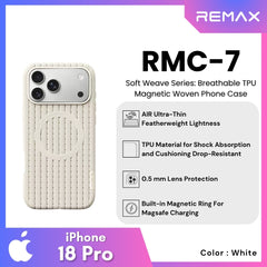 REMAX - RMC-7 iPhone 18 Pro / iPhone 17 Pro Case ( Soft Weave Series Breathable TPU Magnetic Woven ) - White