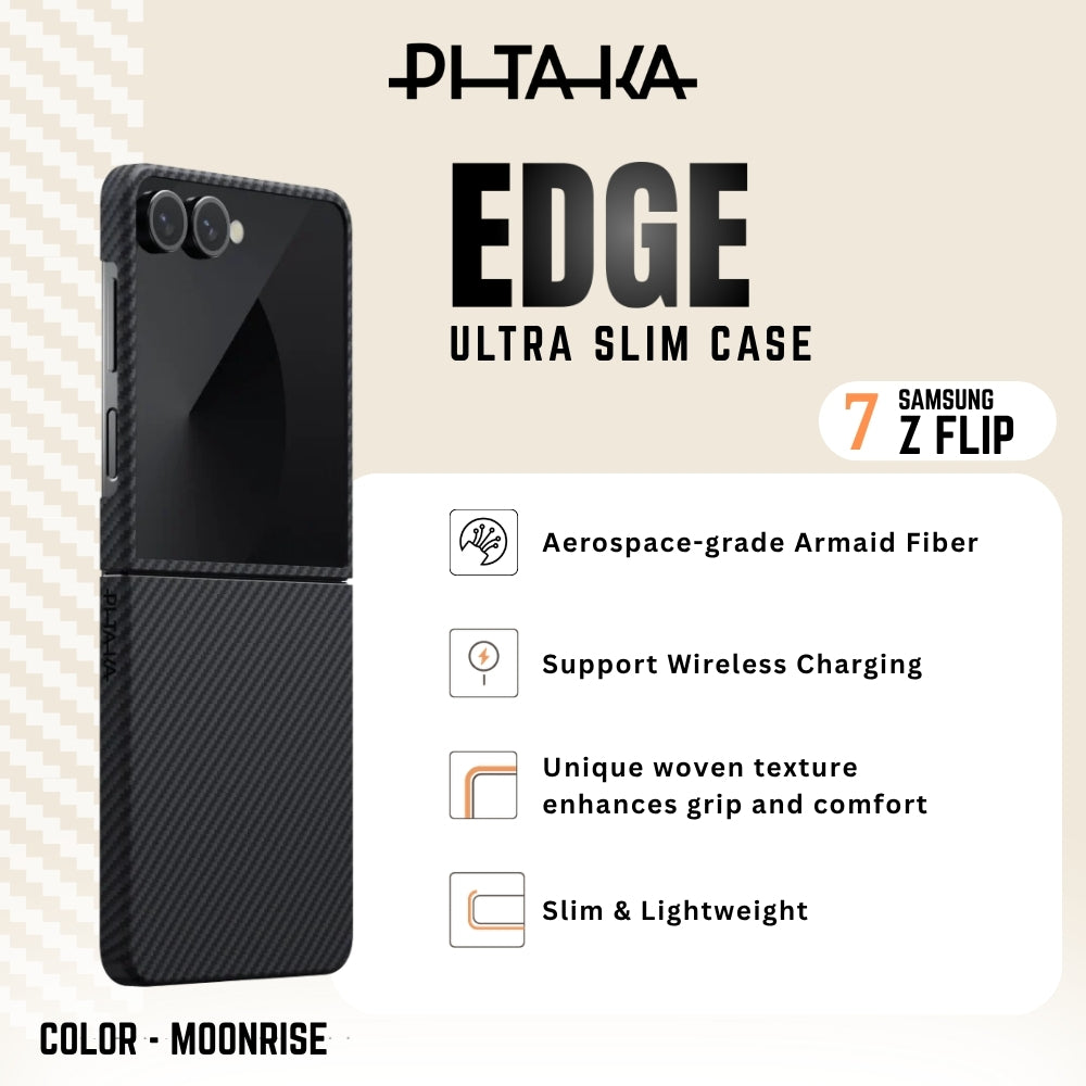 PITAKA - Ultra Slim ( Edge ) Case For Samsung Z Flip 7 - Black / Grey