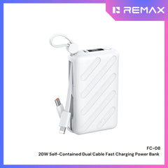 REMAX - FC-08 10000mAh Self-contained dual fast charging cable  Power bank ( PD20W) - White