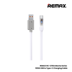 100W ( Type-C )-REMAX RC-C110A Mecha Series 100W USB to Type-C Fast Charging Data Cable - White