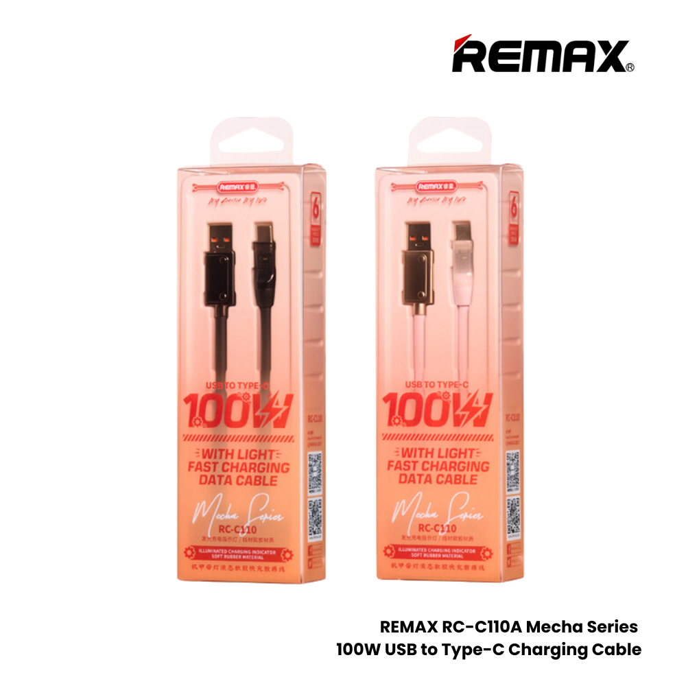 100W ( Type-C )-REMAX RC-C110A Mecha Series 100W USB to Type-C Fast Charging Data Cable - White