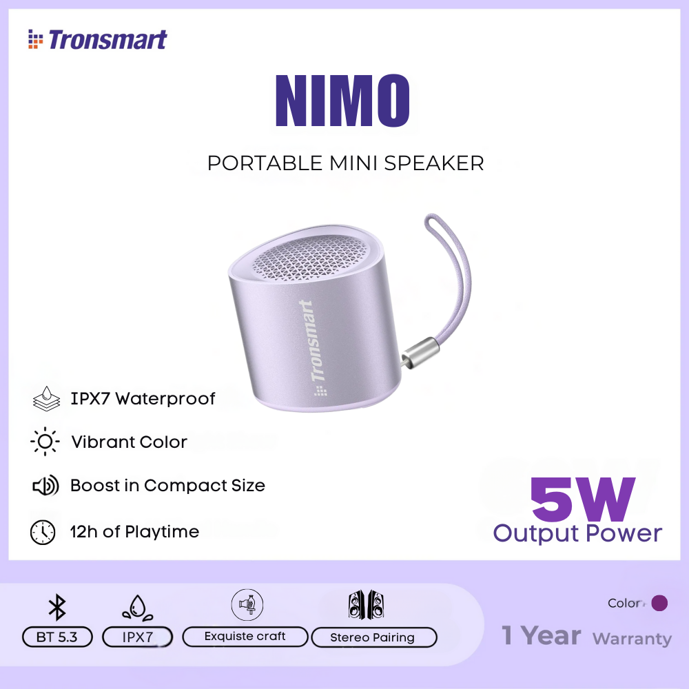 TRONSMART Nimo 5W Portable Wireless Bluetooth Outdoor Speaker - Purple