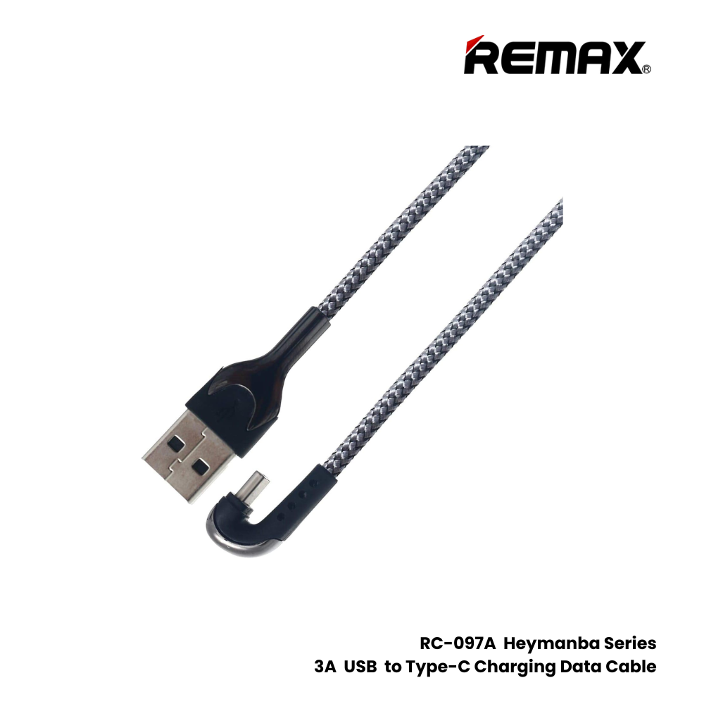 3A ( Type-C )-REMAX RC-097A Heymanba Series 3A USB to Type-C Charging Data Cable - Black