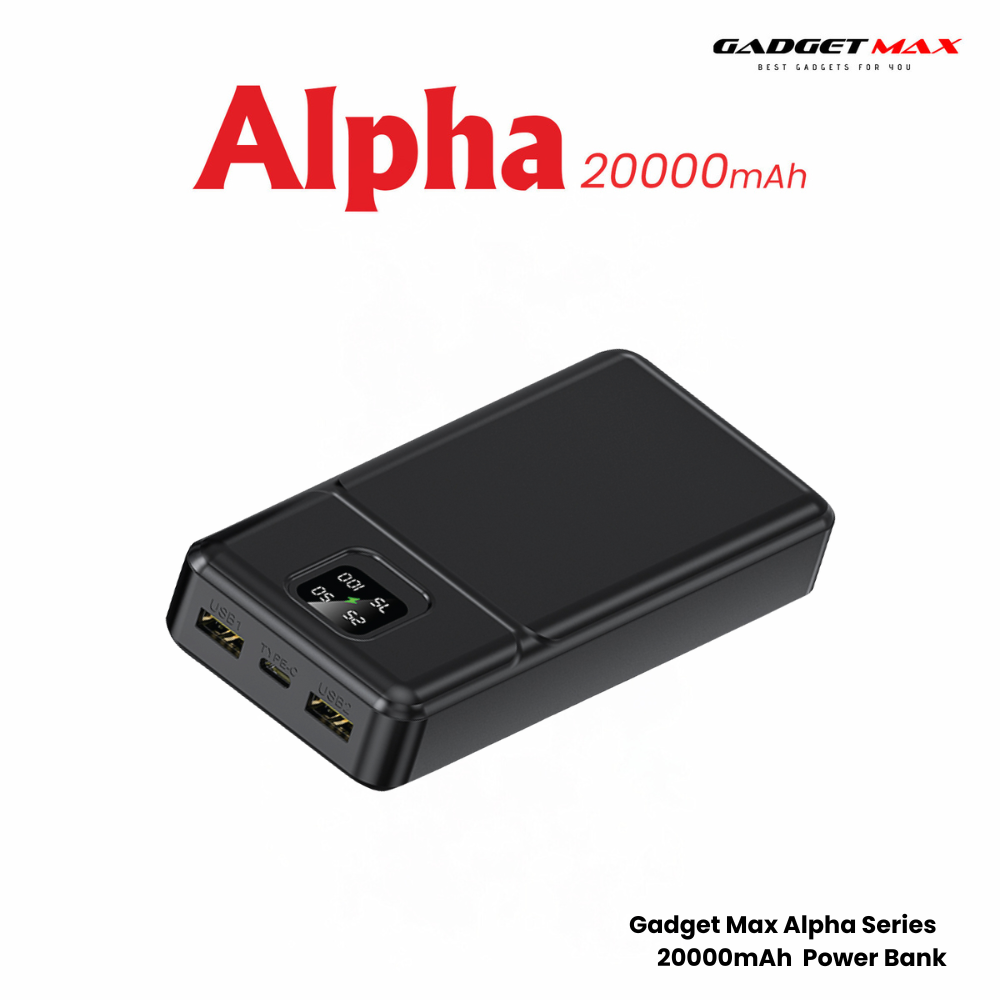 GADGET MAX GB102 Alpha Series 20000mAh Power Bank - Black