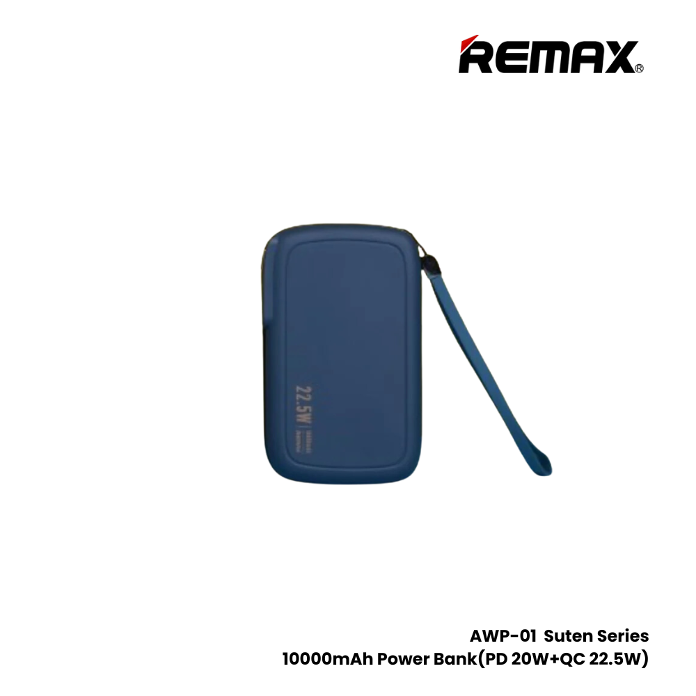 REMAX AWP-01 Suten Series 10000mAh All-in-one PD+QC Magnetic Wireless Power Bank(PD 20W+QC 22.5W)- Blue