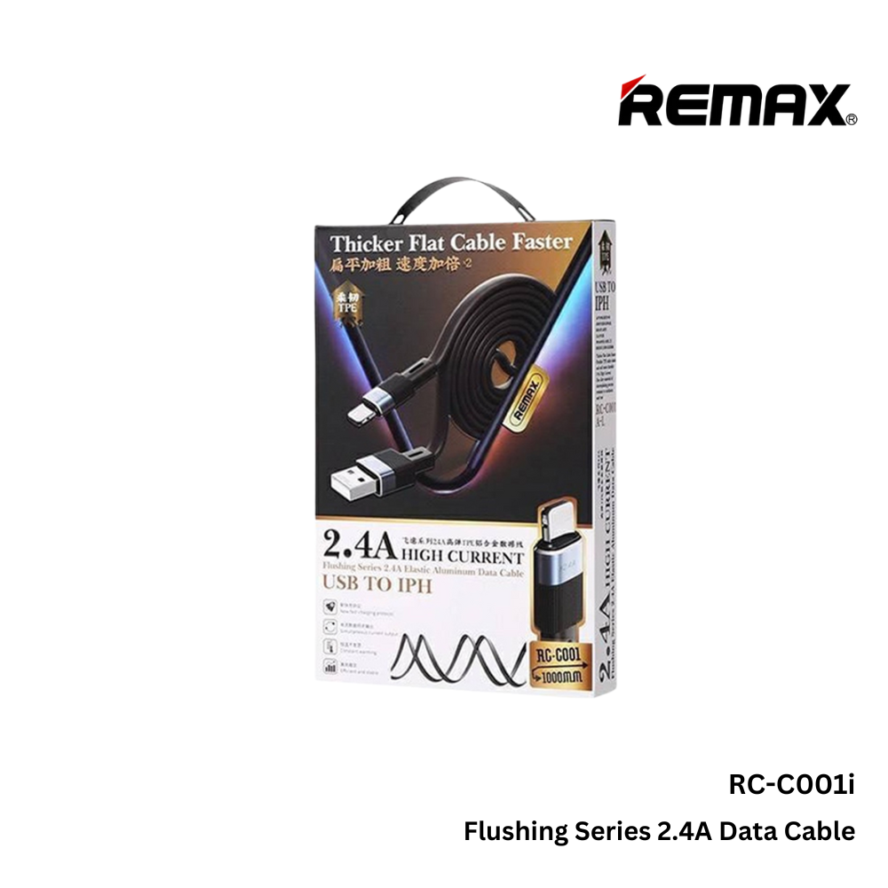 REMAX - RC-C001 A-L Flushing Series 2.4A Lightning Charging Data Cable - Blue