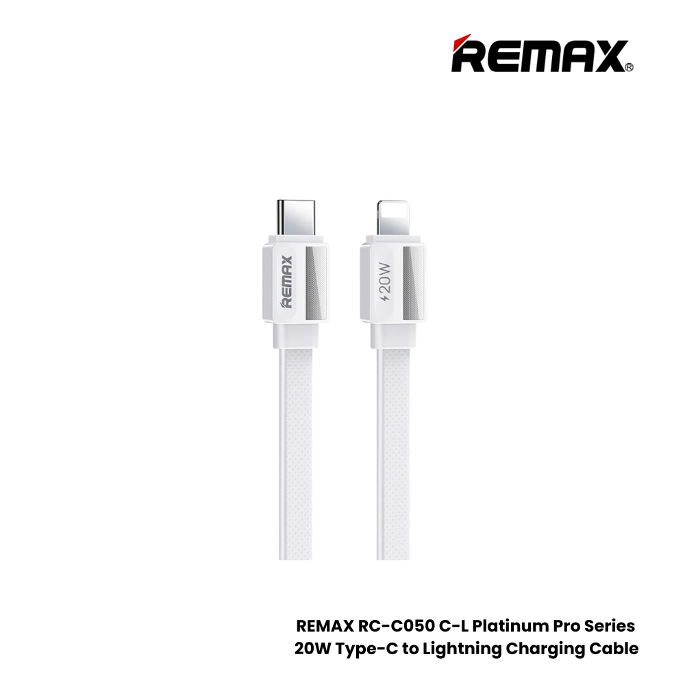 20W ( C to Lightning )-REMAX RC-C050 C-L Platinum Pro Series 20W Type-C to Lightning Fast Charging PD Charging Data Cable - White