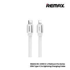 20W ( C to Lightning )-REMAX RC-C050 C-L Platinum Pro Series 20W Type-C to Lightning Fast Charging PD Charging Data Cable - White