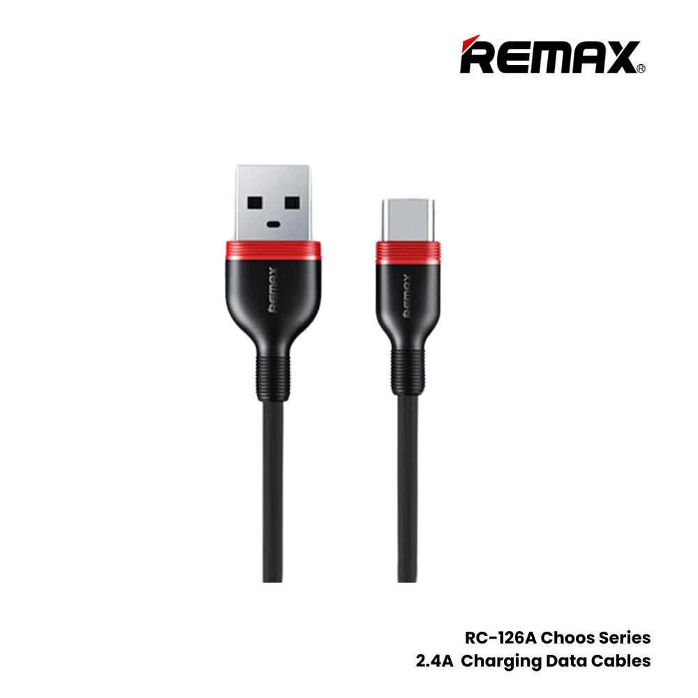 2.4A ( Type-C )-REMAX RC-126A Choos Series 2.4A USB to Type-C Charging Data Cable - Black