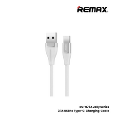 2.1A ( Type-C )-REMAX RC-075A Jelly Series 2.1A USB to Type-C Charging Cable - White