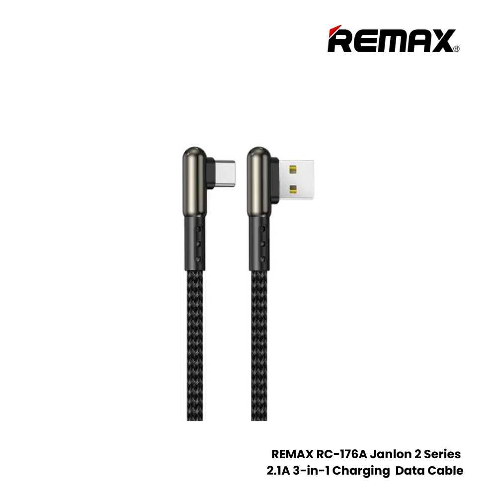 2.1A ( Type-C )-REMAX RC-176A Janlon 2 Series 2.1A USB to Type-C Charging Data Cable - Silver