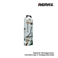 2.4 A ( Type-C )-REMAX RC-092A Kingpin Series 2.4A USB to Type-C Charging Data Cable - Silver