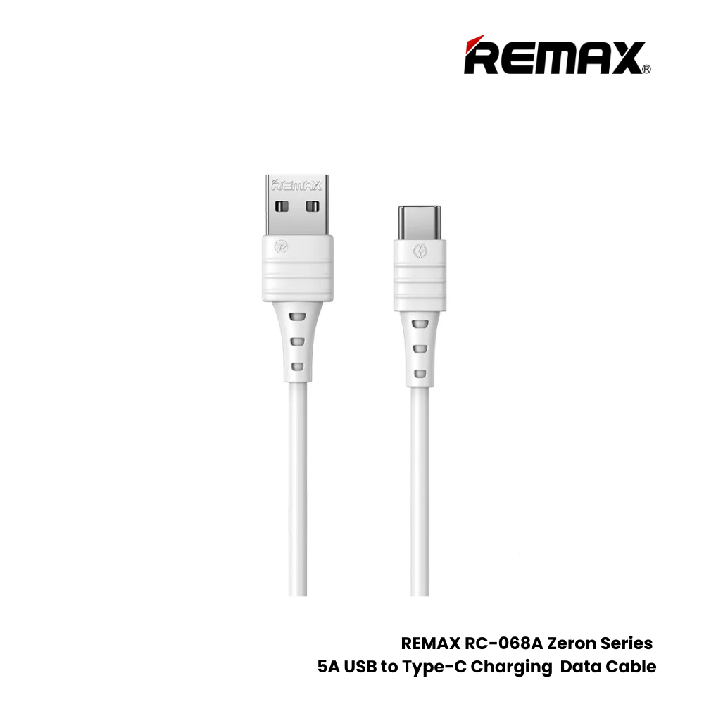 5A ( Type-C )-REMAX RC-068A Zeron Series 5A USB To Type-C Fast Charging Data Cable - Black