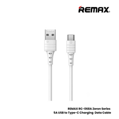 5A ( Type-C )-REMAX RC-068A Zeron Series 5A USB To Type-C Fast Charging Data Cable - Black