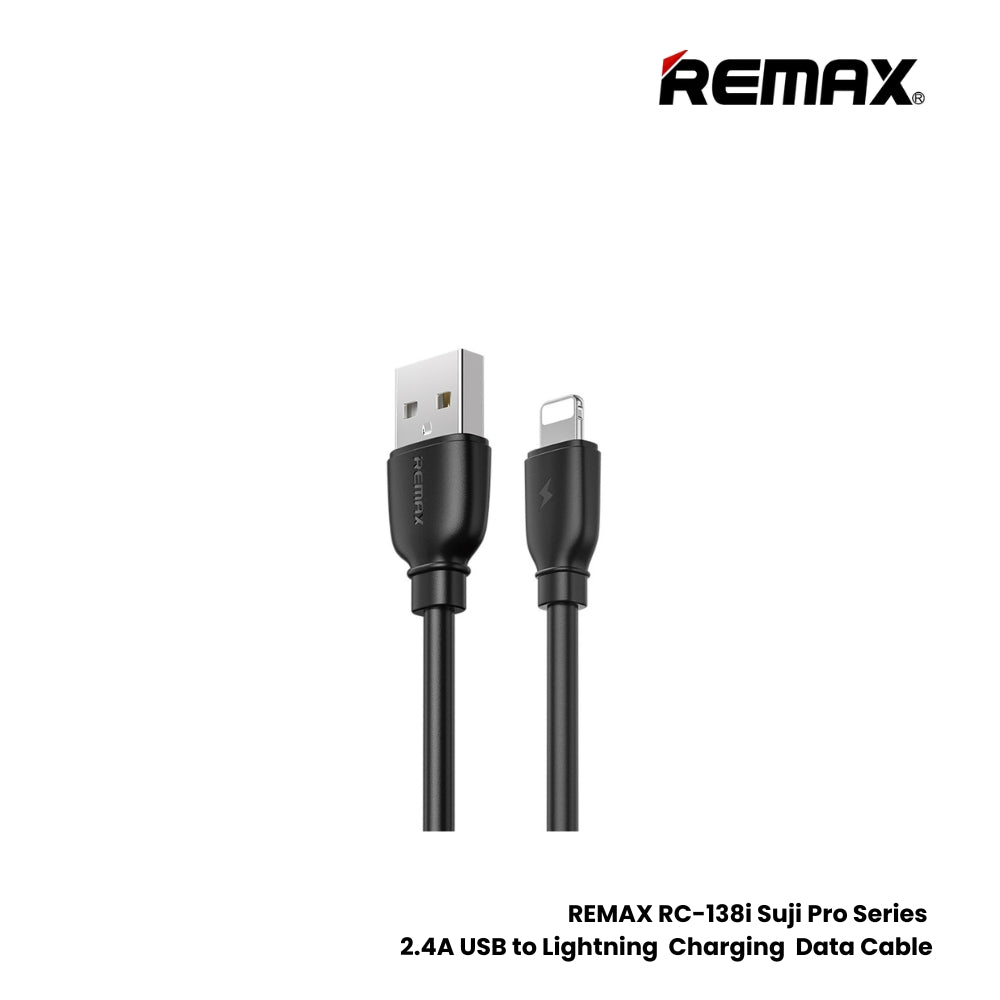 REMAX RC-138i Suji Pro Series 2.4A USB to Lightning Charging Data Cable - Black