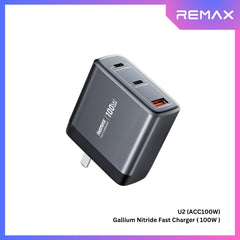 REMAX - U2-ACC100W Medium Size Gallium Nitride GAN Fast Charger - Black